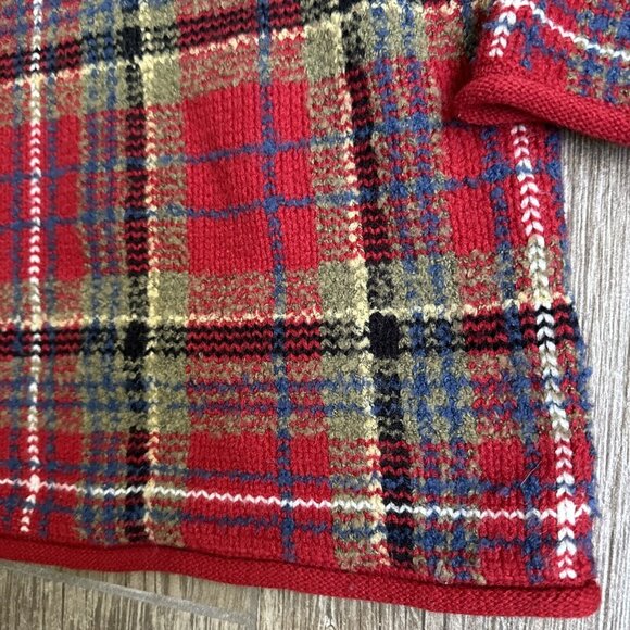 2/$18 SALE! Liz Claiborne Sweater Womens Size S Plaid‎ Red Wool Blend Boxy - Picture 2 of 7